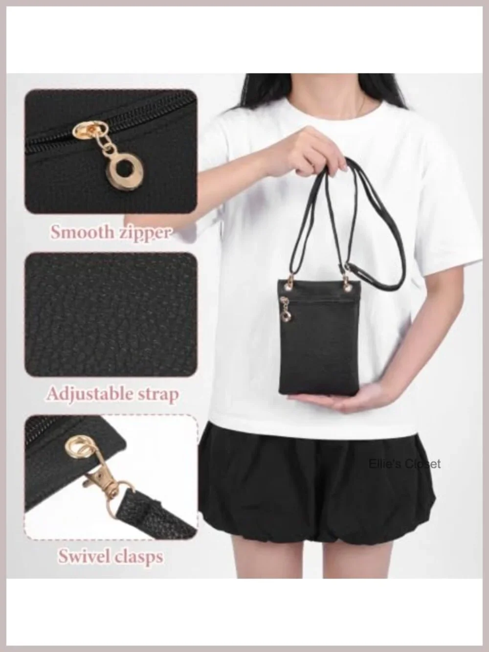PU Leather Crossbody Phone Purse Wallet with Adjustable Strap
